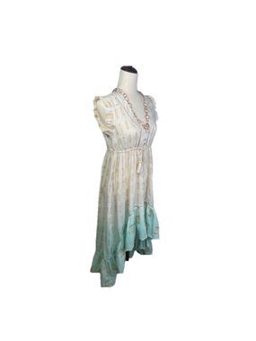 #127 $136 Retail Aqua Cotton High Low Cover Up